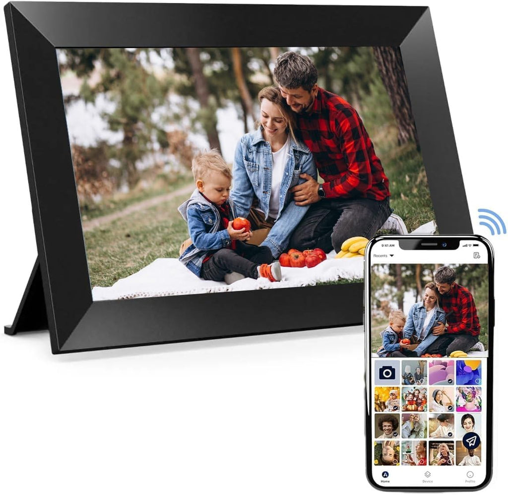 MONOCUS Frameo 10.1" WiFi Digital Picture Frame, 16GB -1280x800 HD IPS Touch Screen, Auto-Rotate, Wall Mountable, Share Photos/Videos Instantly Via App