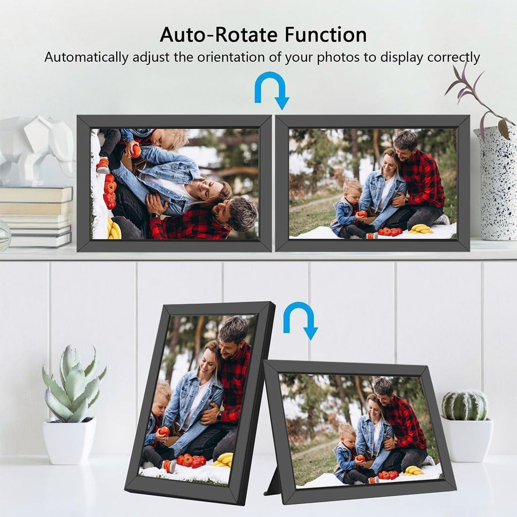 MONOCUS Frameo 10.1" WiFi Digital Picture Frame, 16GB -1280x800 HD IPS Touch Screen, Auto-Rotate, Wall Mountable, Share Photos/Videos Instantly Via App